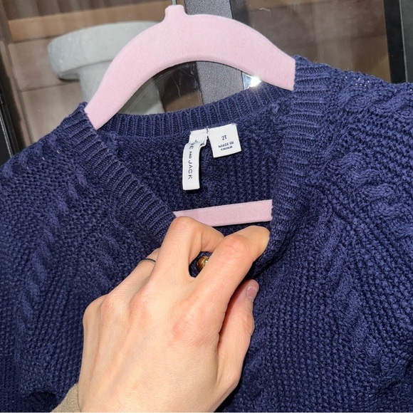 Janie & Jack navy cableknit sweater cardigan navy gold button down toddler girl - Picture 4 of 6